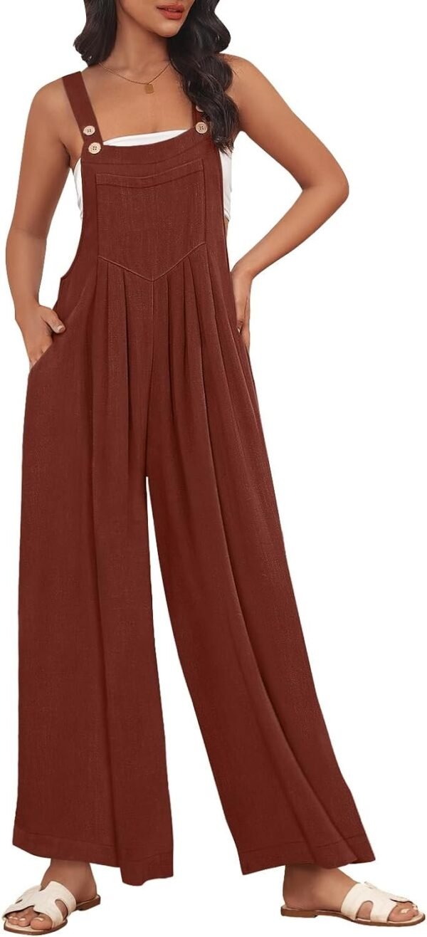 Womens Jumpsuits Overalls Wide Leg Casual Summer Outfits Rompers Jumpers Sleeveless Straps With Pockets 2024