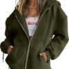 Womens Zip Up Hoodies Long Sleeve Sweatshirts Fall Outfits Oversized Sweaters Casual Fashion Jackets