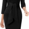 Womens Front Zipper Tie Waist Slim Work Business Office Bodycon Pencil Dress