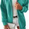 Women Casual Full Zip Up Plush Hoodie Comfy Loose Solid Sweatshirt Long Sleeve Jacket with Pockets