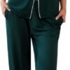 Women Pajamas Set Button Down Sleepwear Short Sleeve Nightwear with Long Pants Soft Pjs Set with Pockets S-XXL