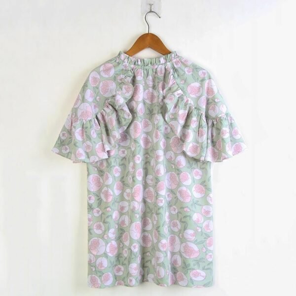 2024 Women's Summer Plus Size Floral Printed Shirt Tops Fashion Mock Neck Ruffle Short Sleeve Casual Blouse Tops