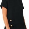 Women's Tweed Dress Short Sleeve Crew Neck A-line Party Vintage Mini Skirt Causal Dresses
