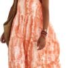 Women Summer Dresses 2024 Spaghetti Strap Scoop Neck Floral Maxi Dress Flowy Boho Long Sundress with Pockets