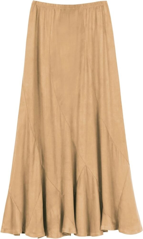 Women's Vintage Elastic Waist A-Line Long Midi Skirt