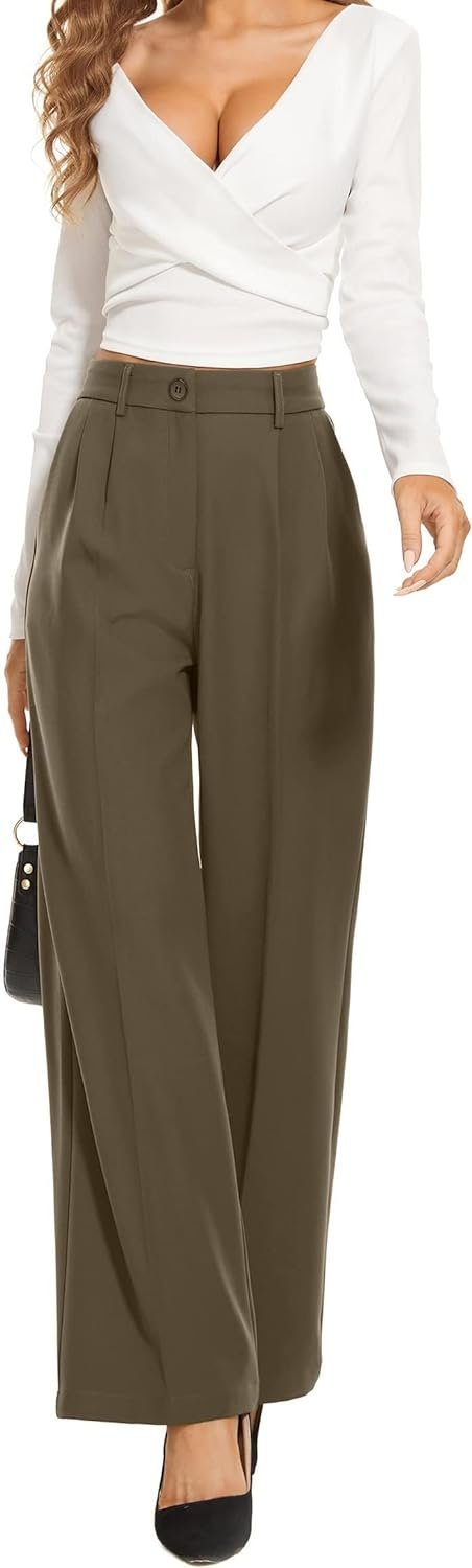 616G37PzeuL._AC_SL1500.jpg Women's Wide Leg Pants High Elastic Waisted Long Straight Casual Pant Fashion Loose Trousers