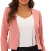 Women's Crop Collarless Blazers Suit Zip Decor Work Office Jackets Blazer