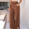 Womens Wide Leg Linen Pants Summer Beach Palazzo Lounge Trousers Casual Fashion Plus Size Vacation Clothes for Women