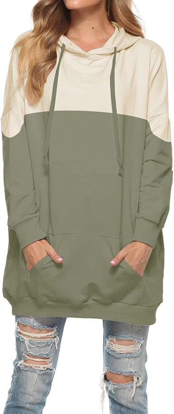 Womens Oversized Hoodie Extra Long Hooded Tunic Sweatshirt with Pockets