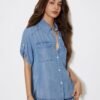 617VYqm9DdL._AC_SL1300.jpg Shirts for Women Button Down Tops Spring Fashion Blouses Short Sleeve Loose Fit Jeans Shacket