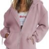 Womens Zip Up Hoodies Long Sleeve Sweatshirts Fall Outfits Oversized Sweaters Casual Fashion Jackets