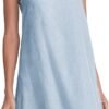Women's Linen Sleeveless Shift Dress with Pockets Crew Neck Casual Tank Dress