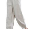 6185nSmrPQL._AC_SL1500.jpg Women's 100% Linen Pants Relax Fit Lantern Cropped TaperedPants Trousers with Elastic Waist