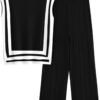 Womens Pullover Tops And Wide Leg Pants Casual Sweater Set
