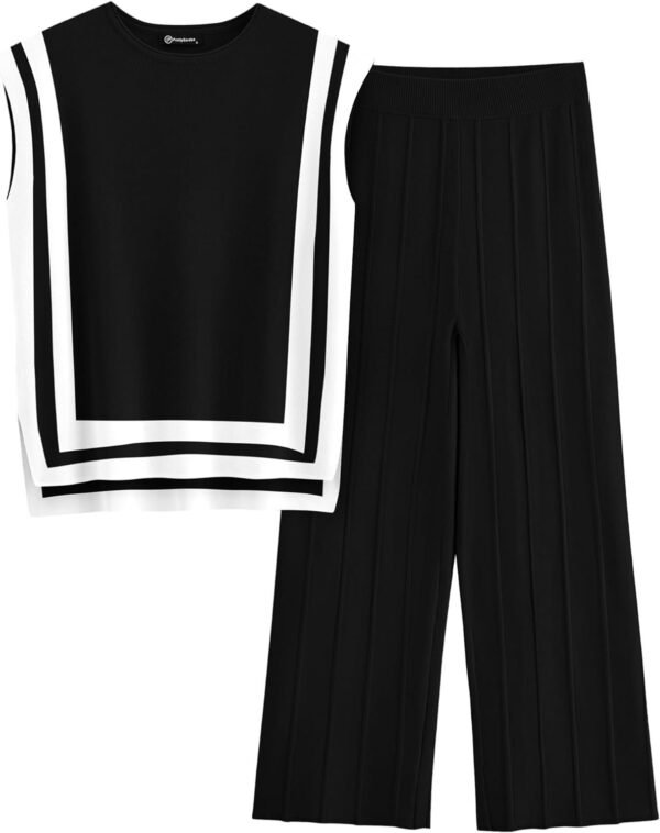 Womens Pullover Tops And Wide Leg Pants Casual Sweater Set