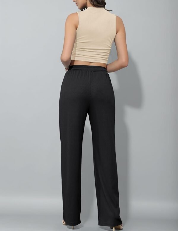 Women's 2024 Lounge Sets 2 Piece Summer Outfits Ribbed Crop Tank Tops Elastic High Waist Wide Leg Pants Matching Set