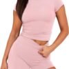 Womens Two Piece Lounge Sets Casual Summer Outfits 2 Piece Short Matching Clothing Set