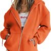 Women's Cute Hoodies Teen Girl Fall Jacket Oversized Sweatshirts Casual Drawstring Clothes Zip Up Y2K Hoodie with Pocket