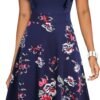 Women's Vintage Ruffle Floral Flared A Line Swing Casual Cocktail Party Dresses