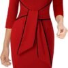 Womens Front Zipper Tie Waist Slim Work Business Office Bodycon Pencil Dress