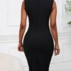 Womens Summer Sleeveless Bodycon Work Dresses for Women Tie Neck Ruched Cocktail Pencil Midi Dress