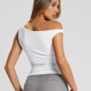 Womens Off The Shoulder Tops Sleeveless Shirts Going Out Crop Tank Tops Slim Fitted Y2K Summer Outfits 2024
