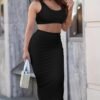 Women's Sexy Summer Outfits Bodycon Tank Top Midi Skirt 2 Piece Dress