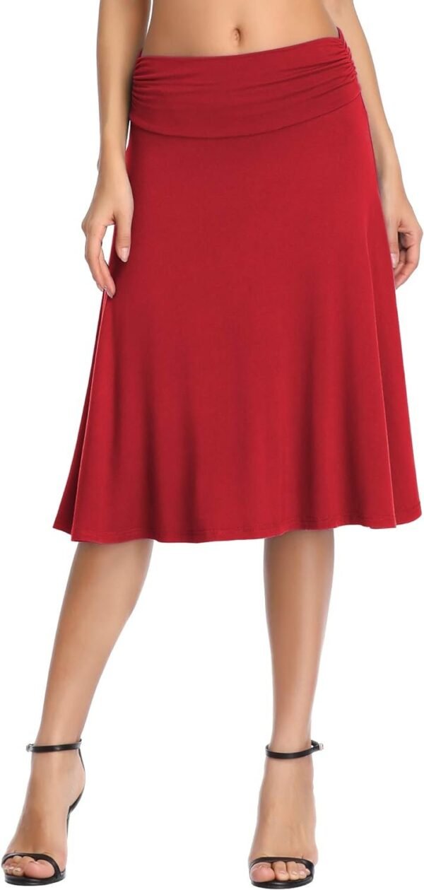 Women's Ruched Waist Stretchy Flared Yoga Skirt High Waist Midi Skirt for Women