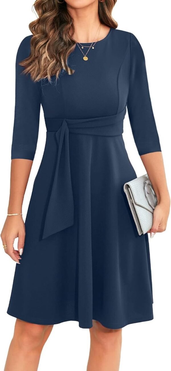 Womens 2024 Elegant Ruffle Sleeve Flared A Line Swing Casual Party Cocktail Dresses