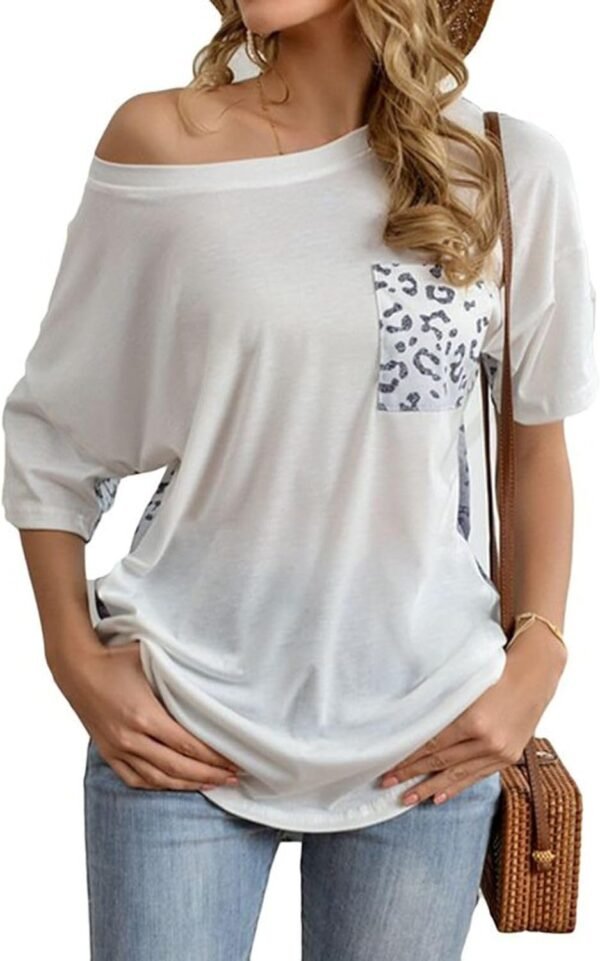 Women's Short Sleeve T Shirt Cotton Blouse Fashion Crew Neck Boat Neck Loose Fall Casual Soft Tshirt