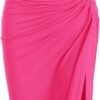 Women’s 2 Pieces Skirt with Crop Tank, High-Slit Twist Skirt Set Bodycon Dress for Party Club Nightout Cocktail