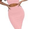 Women's Sexy Summer Outfits Bodycon Tank Top Midi Skirt 2 Piece Dress