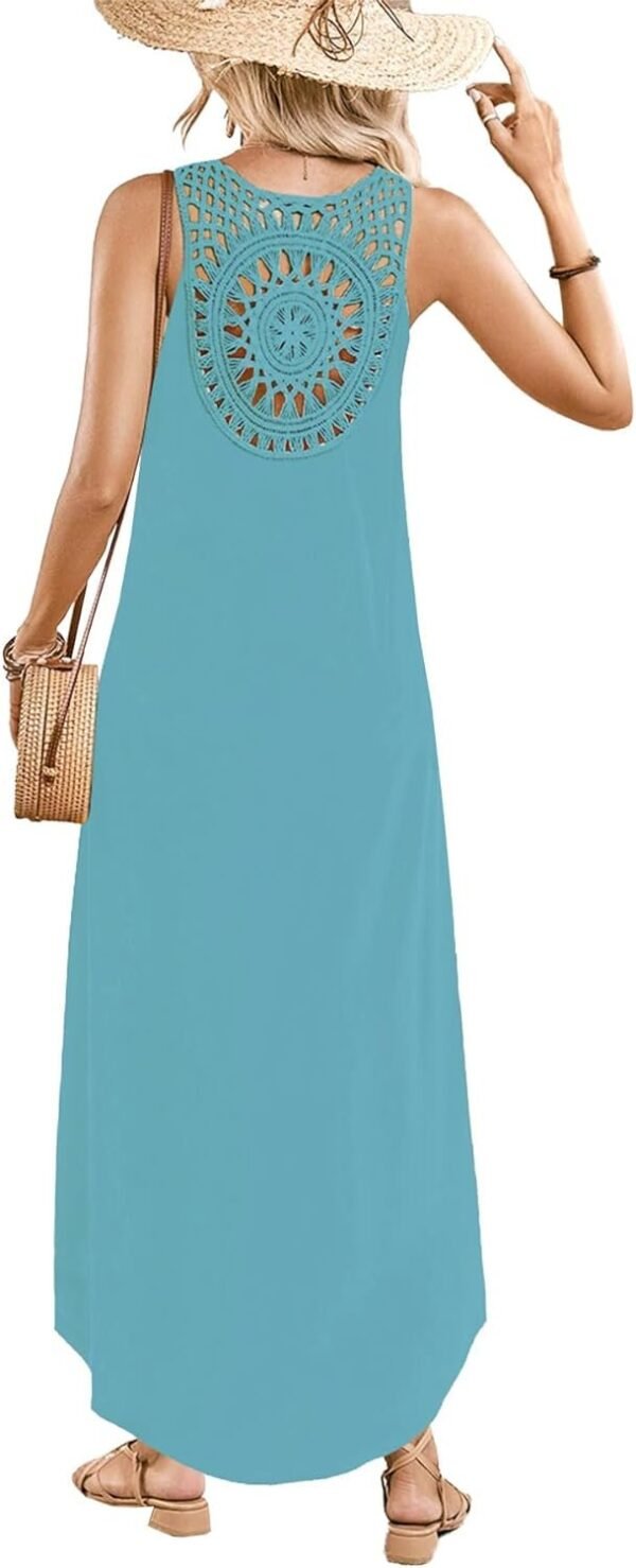 Women's Summer Sleeveless Sundress Casual Loose Long Maxi Dresses Beach Cover Up Dress