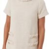 Women's Tweed Dress Short Sleeve Crew Neck A-line Party Vintage Mini Skirt Causal Dresses