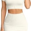Women's 2 Piece Outfits Short Sleeve Tops and Mini Skirts Club Suit Sets