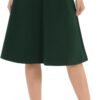 Women's A-Line Elastic High Waist Flare Work Midi Knee Length Stretchy Skirt