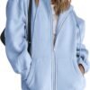 Women's Cute Hoodies Teen Girl Fall Jacket Oversized Sweatshirts Casual Drawstring Clothes Zip Up Y2K Hoodie with Pocket