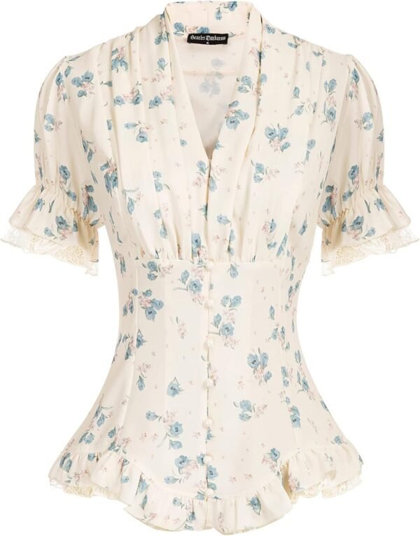 Scarlet Darkness Women's Medieval Shirt with Lace Gothic Shirt