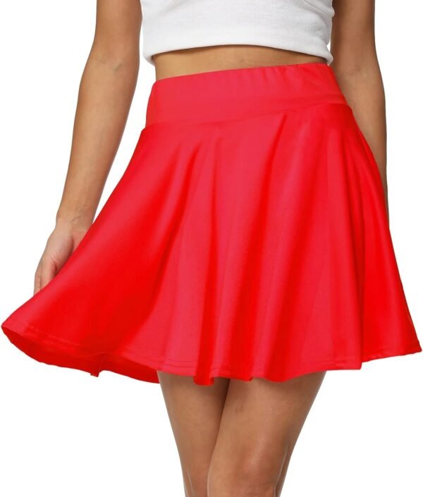Women's Casual Basic Versatile Flared Pleated Mini Skater Skirt with Shorts
