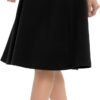 Women's A-Line Elastic High Waist Flare Work Midi Knee Length Stretchy Skirt
