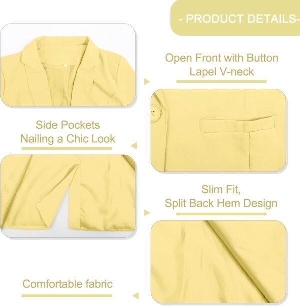 Womens Casual Blazers Button Lapel Long Sleeve Cardigan Work Office Fashion Suit Blazer Jackets with Pockets