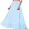 Women Plus Size Maxi Skirt Vintage High Waist Long Skirt with Pockets