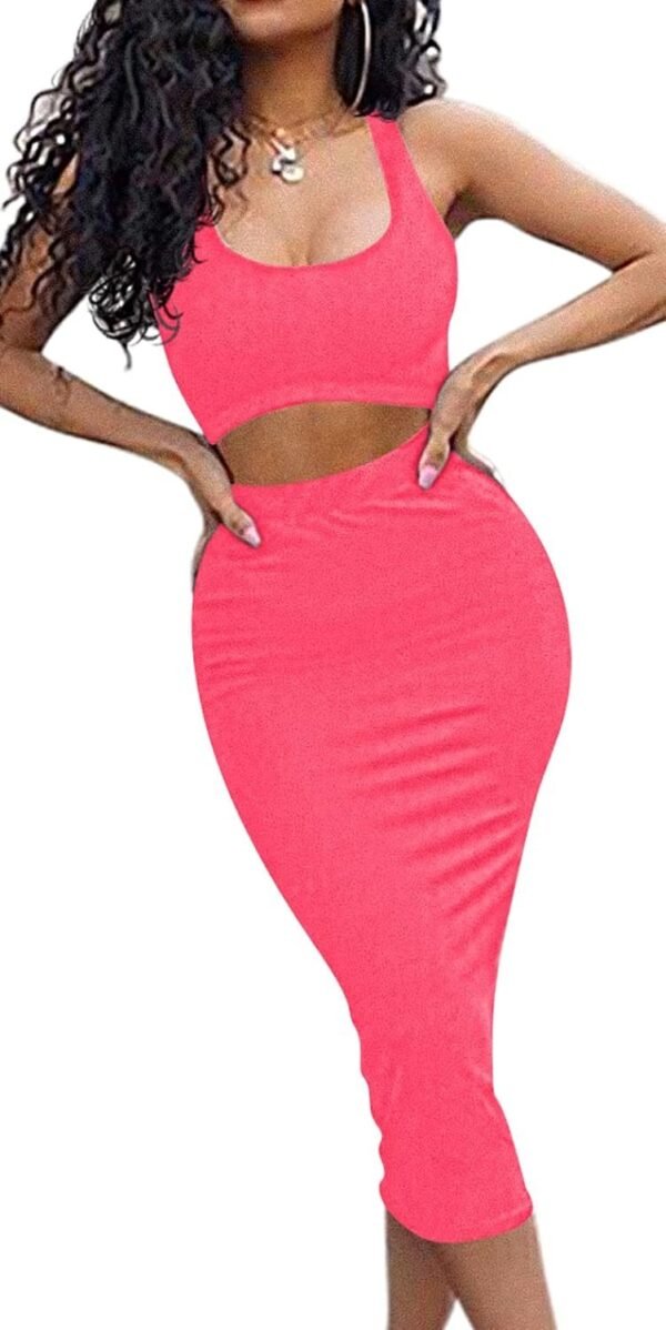 Women's Sexy Summer Outfits Bodycon Tank Top Midi Skirt 2 Piece Dress