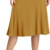 Women's Ruched Waist Stretchy Flared Yoga Skirt High Waist Midi Skirt for Women