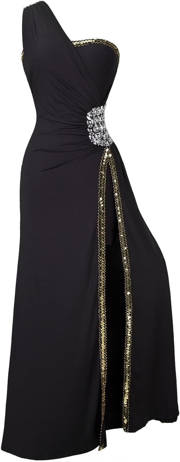 Women's One Shoulder Split Pelumn Prom Evening Dress