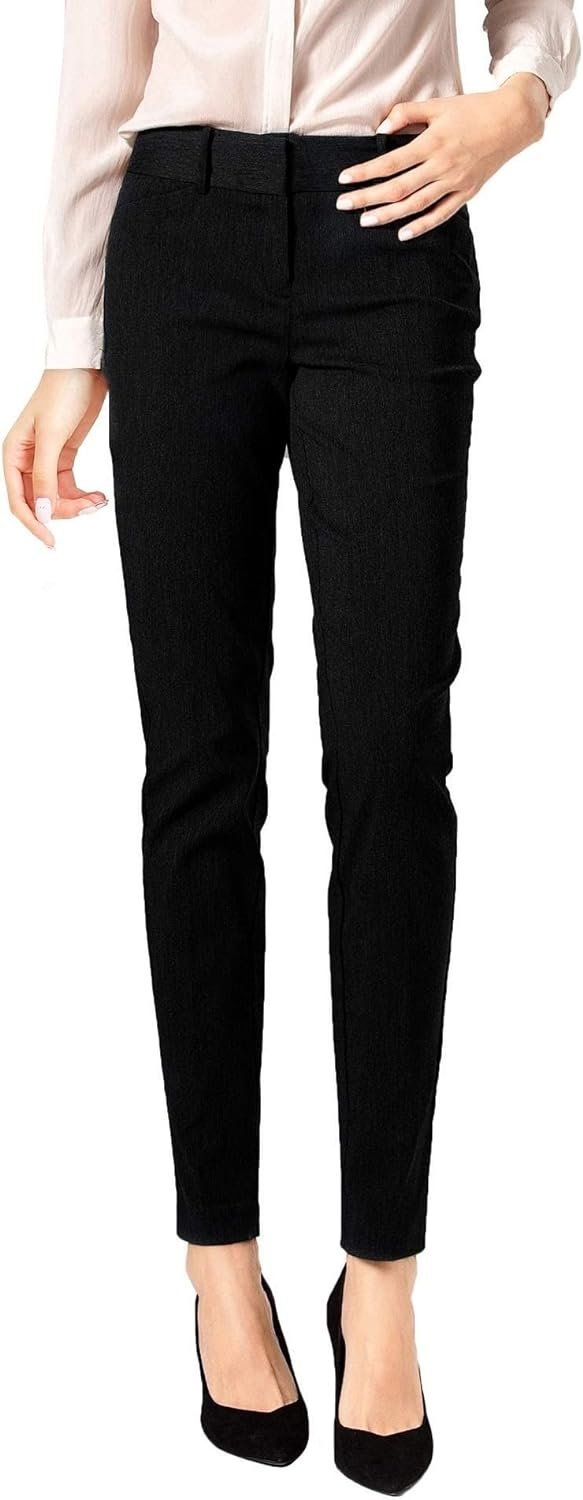 Women's Straight Pants Stretch Slim Skinny Solid Trousers Casual Business Office