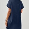 Womens Cotton Shirt Dress Summer Casual Short Sleeve Button Down Beach Cover Up Shirts with Pockets