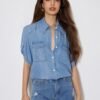 61LDKDCYY0L._AC_SL1300.jpg Shirts for Women Button Down Tops Spring Fashion Blouses Short Sleeve Loose Fit Jeans Shacket
