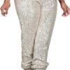 Women Casual Sequin Sparkle Glitter High Waist Pencil Pants Trousers Clubwear