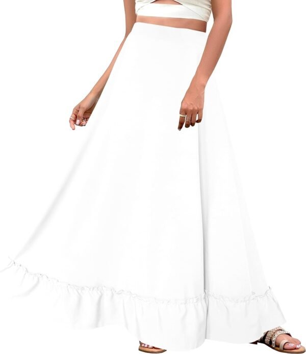 Women Plus Size Maxi Skirt Vintage High Waist Long Skirt with Pockets